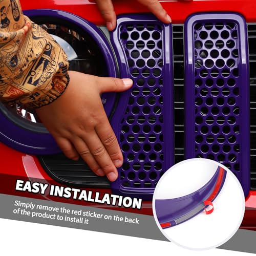 Image of 9PCS Headlight Cover & Front Grill Mesh Inserts Compatible with Jeep Wrangler JL JLU 2024+, NOT FIT JL Sport /Sport S (Purple)