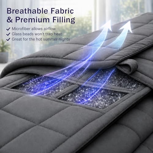 Image of Weighted Blanket for Adults 20lbs, 60 inchx80 inch, Queen Size Cooling Heavy Throw Blanket for 180-220lbs, Microfiber Soft Thick Big Blankets Weighted Comforter Breathable Gift for Sleeping, Grey