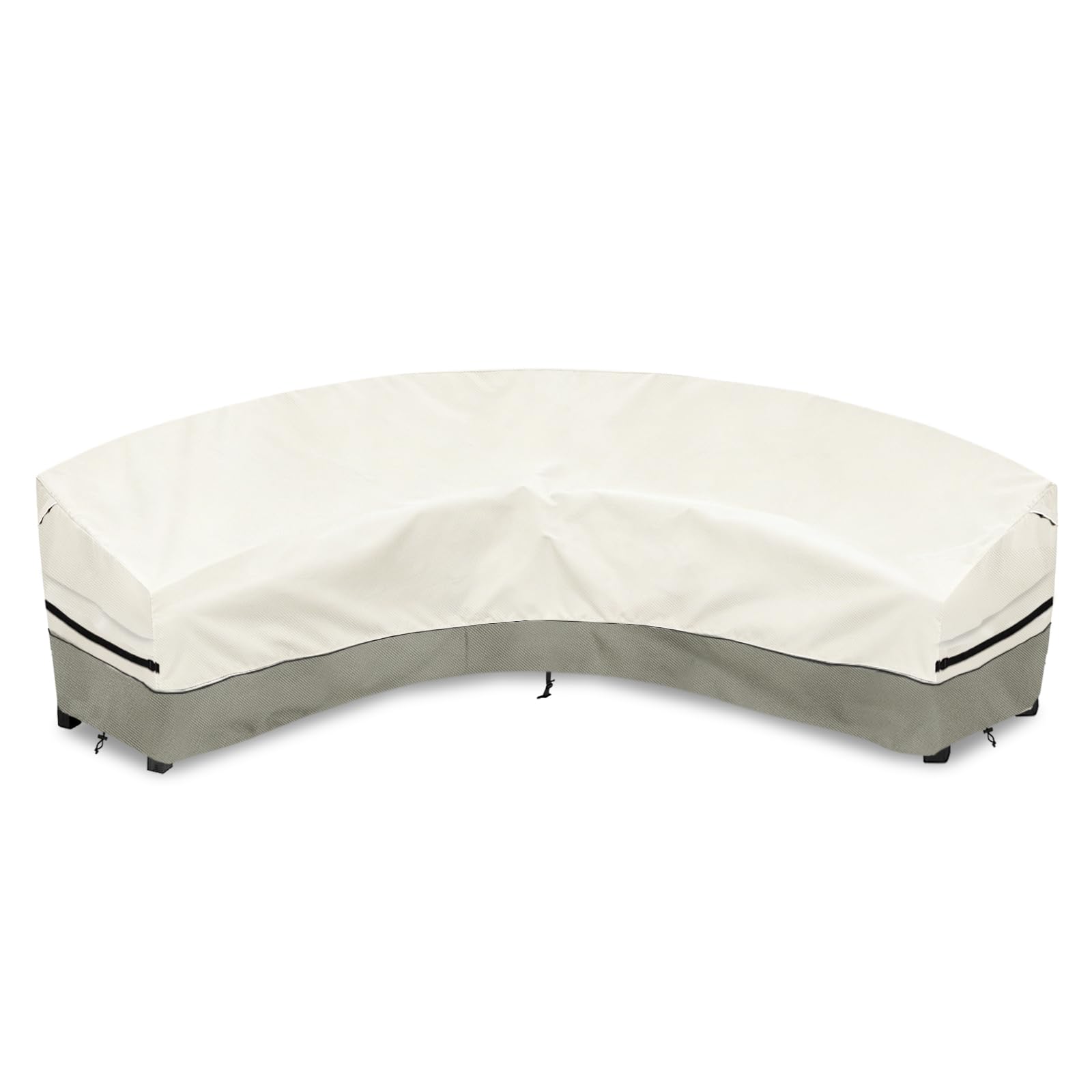 Okcool Outdoor Sectional Cover,Curved Patio Furniture Covers for 4-6 Seater Outdoor Furniture Couch,158"(Back Arc Length) x 104"(Front Arc Length),White&amp;Grayish Green