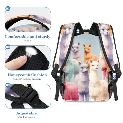 Sac à dos alpaga multicolore avec trousse pour élève - 4