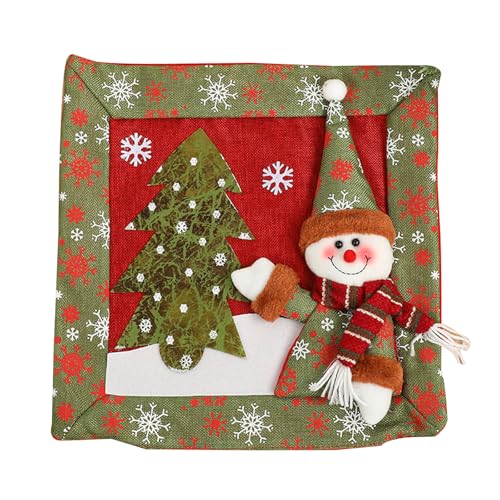 ホリデー装飾枕カバー クリスマス サンタ スノーマン リネン スクエア クッション カバー 38.5x38.5cm サンタ スノーマン クッションケース