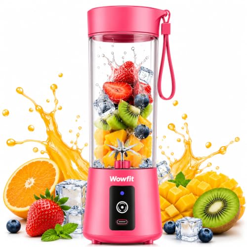 Wowfit USB Rechargeable Blenders for Smoothies and Juices, Juicer Mixer Grinder Mini Portable Juicer Blender, Portable Blender, Electric Fruit Juicer Machine, Personal Size Mini Juice Mixer