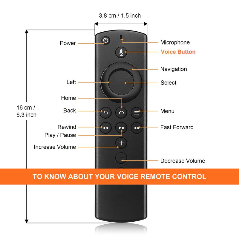 Image of Replacement Voice Remote Control Compatible with All Fire-Series TVs Stick & Cube,TVs Stick Lite /Stick (2nd Gen) /TVs Stick 4K /TVs Cube (1st /2nd Gen),and fit for Smart TVs 3rd Gen
