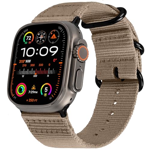Carterjett EXTRA LARGE Hiking Trail Nylon Band - Compatible with Apple Watch Ultra 3 2 1/Ultra Band 49mm 46mm 45mm 44mm for Men Women, XL for Big Wrists, Xtra Long, Soft Braided Sturdy Weave Sport Strap for iWatch Ultra 3 2 1, iWatch All Series & Models (Dune Beige. XL)