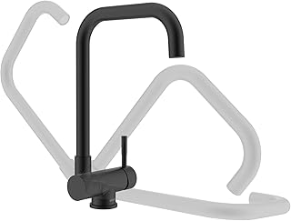 Comprar Grifo Cocina Abatible Negro, Ulytid Grifos Cocina Fregadero Plegable Giratorio 360°, Grifo Monomando Mezclador Bajo Ventana de Acero Inoxidable 304, Caño Alto, Agua Fría y Caliente, Superficial Mate