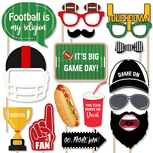 Football Photo Booth Props Kit, 26 Pieces Football...