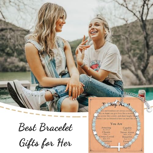 Image of Religious Cross Bracelet for Women Girls, Christian Gifts for Daughter Granddaughter Sister in Christ Friend Niece on Birthday Christmas Easter Valentines Day Graduation