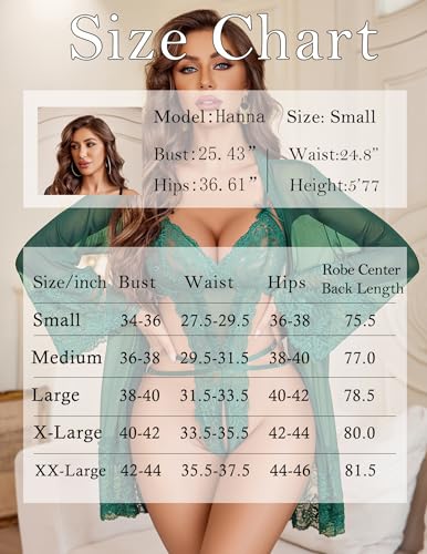 Avidlove Womens Teddy Lingerie Set Sexy Robe and Nightgown Sets One Piece Babydoll Green Medium - image 6