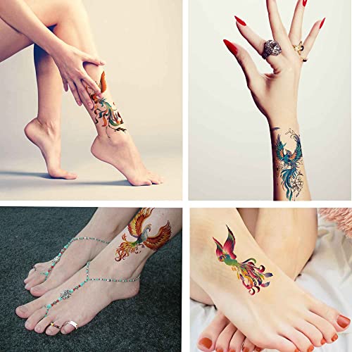 Dopetattoo 6 Sheets Temporary Tattoo Phoenix Fake Phoenix Tattoos For Women Adults Neck Arm Chest #TOP2