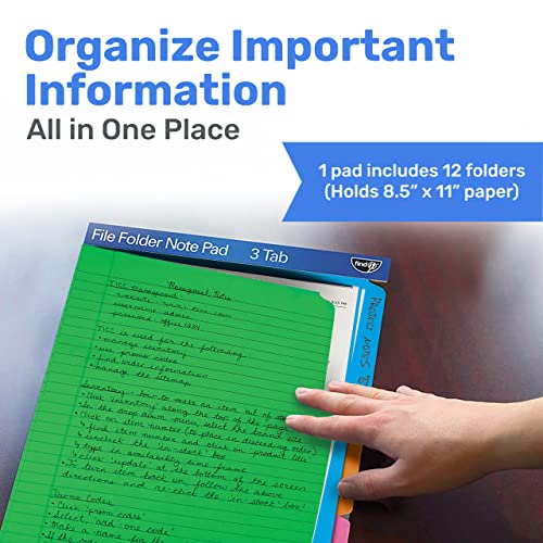 Find It File Folder Notepad - Pack of 12-9.5 x 12.5 Inch Notebook Organizer Folders for Filing, Document, and Clipboard Organization - Assorted Neon Colors - Image 3