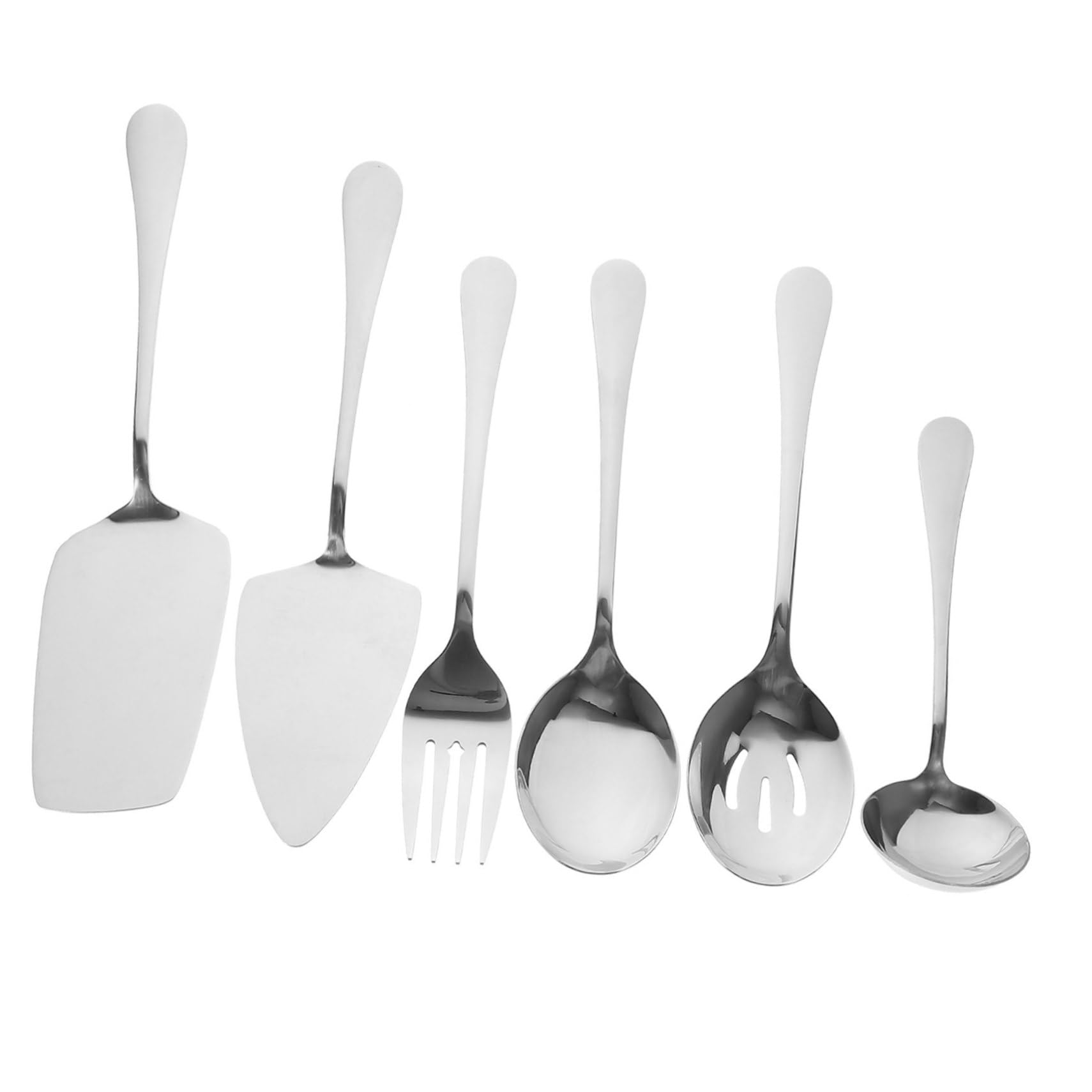 VALICLUD 6 pezzi Posate da Portata in Inox Utensili Buffet Resistenti e Leggeri e Festa Include Forchetta e Scanalato per Torte e Lasagne Facile da e Portatile