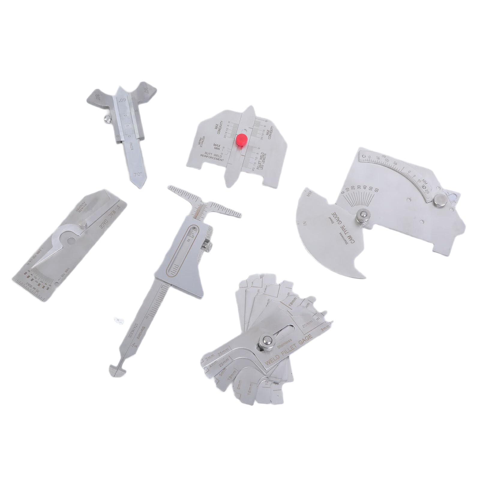 Tsophreniq Comprehensive 6Pcs Welding Inspection Gauges Set Steel Gauges Set Simple To Use For Accurate Assessment Measurement