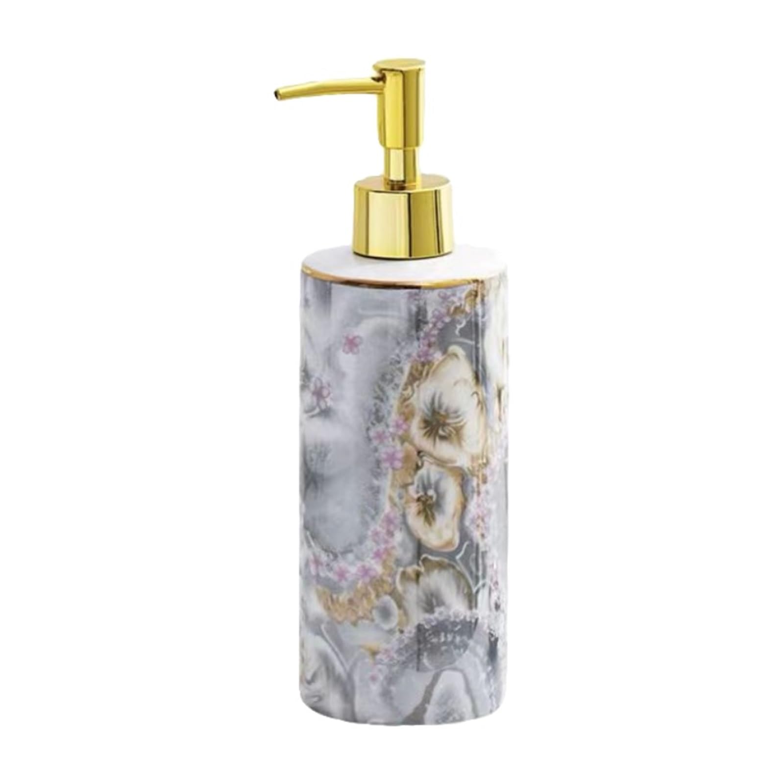 WDSOPK Bathroom accessories Soap Dispenser with Agate Pattern Ceramic Soap Pump Dispenser Ceramic Soap Pump Refill Lotion Dispenser Home & Kitchen (Gray)