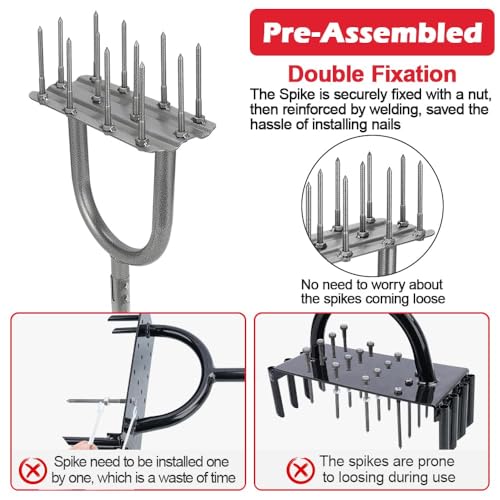 Aérateur de pelouse en métal pré-assemblé de 110 cm de hauteur