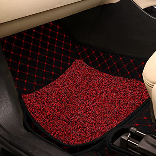 Image of Antiskid Premium 7D Car Mat Full Set for Mahindra XEV 9S 2026 | Luxury Leather Dual-Stitch Full Set 7D Car Floor Mat || 100% Waterproof ||Color: Black Red