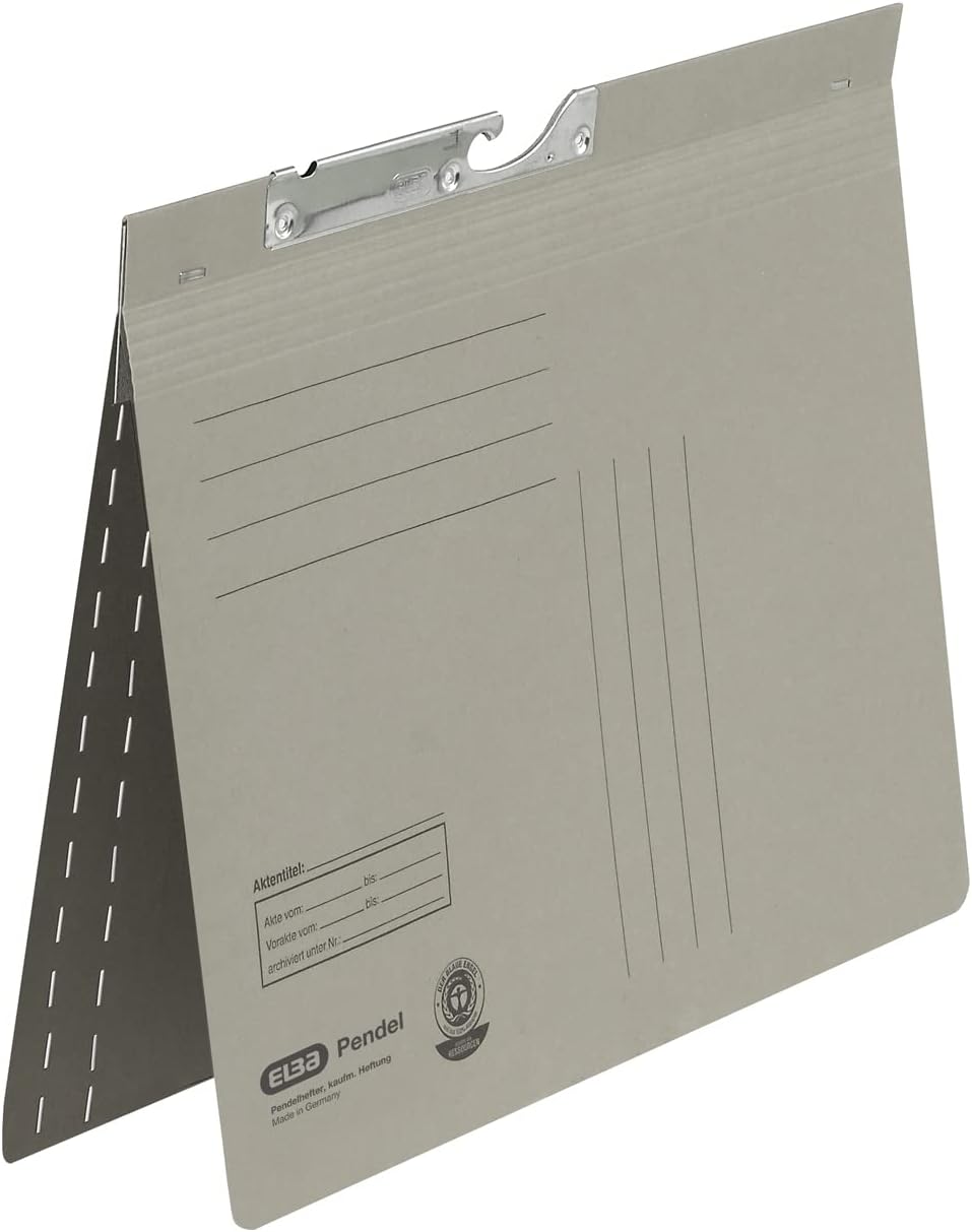 Elba 90461BL Suspension File Manila Cardboard Recycled Material 320 g/m² Commercial Binding and Slit Pack of 50 Blue Hanging Files, Manila Cardboard (RC) 320g / m² Grey