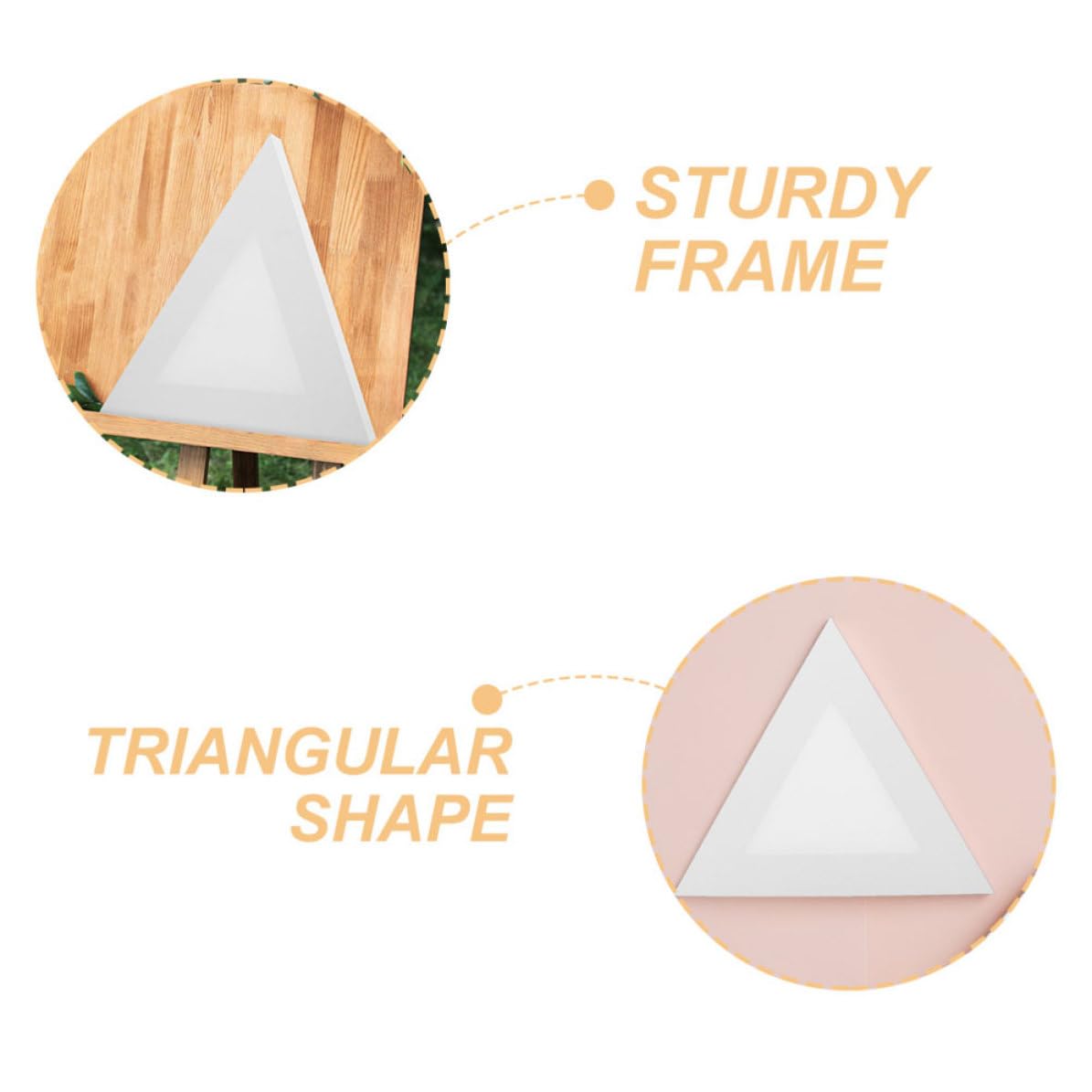 Lienzo Triangular para Pintar, Marco de Madera, 2 Piezas en Color Claro