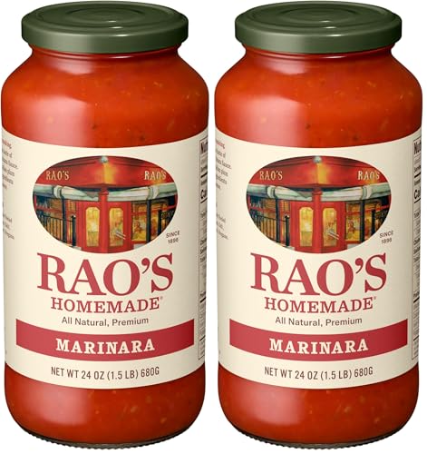 Image of Rao's Homemade Marinara Sauce, 24 oz, All Purpose Tomato Sauce, Pasta Sauce, Carb Conscious, Keto Friendly, All Natural, Premium Quality, With Italian Tomatoes & Olive Oil (Pack of 2)