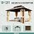 MELLCOM 10' x 12' Gazebo, Hardtop Double Roof Gazebo with Aluminum Frame, Galvanized Steel Outdoor Pavilion with Curtain and Netting for Patio, Garden, Lawn, Brown