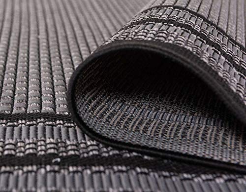 Tapete Unique Loom Multi Border 125x185 cm Gris/Negro miniatura 6