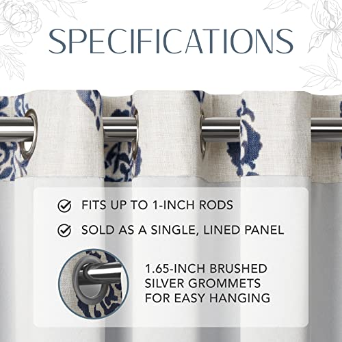 Elrene Home Fashions Navara Medallion Room Darkening Window Curtain Panel, 52" x 84" (1, Navy, W 52" x L 84" (1 Panels) - Image 4