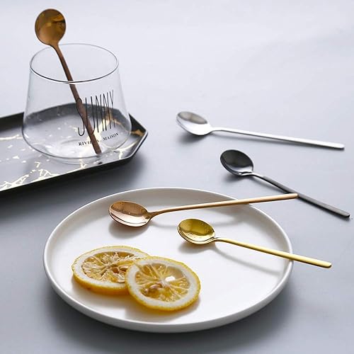 Miniatura 9 de Paquete de 10 cucharas de espresso, mini cucharaditas de acero inoxidable chapadas en negro para café, azúcar, postre, pastel, helado, sopa