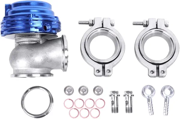 Hiwowsport 38MM Turbo Exhaust Manifold External V-band Wastegate dump pipe valve (Blue)