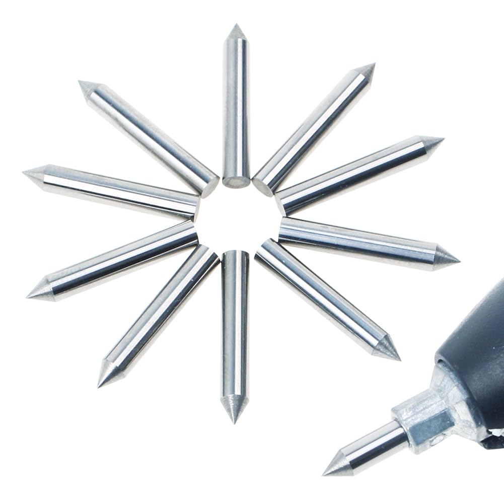 AUTOTOOLHOME 10pcs Scribe Tips Engraver Bits Carbide Point Bit Nozzle for Rotary Tool Electric Engraver Engraving Metal Wood PVC Plastic