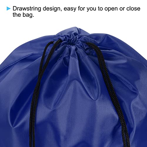 PATIKIL 42x34cm Nylon Drawstring Bag, 5 Pack Storage Bulk Cinch Backpack Sack for Gym Sports Outdoor Traveling Dark Blue - Image 3