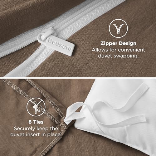 Image of Bedsure Coffee Duvet Cover Twin /Twin XL Size - 2 Pieces Prewashed Polyester Extra Soft Bedding Set, Includes 1 Twin Duvet Cover 68''x90'' with Zipper Closure & 1 Pillow Sham, No Comforter