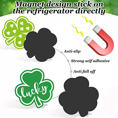 Imanes decorativos de trébol verde para refrigerador St. Patrick's 17 piezas miniatura 3