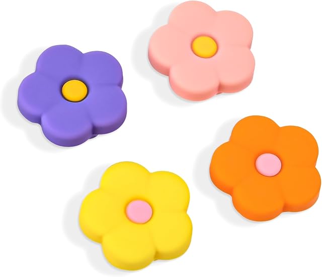 DLseego Thumb Grips Caps Design for Switch/Switch lite/Switch OLED Console, Soft Silicone Joycon Analog Controller Protective Anti-Slip Covers 4PCS Button Joy Con Joystick Caps - Flower 1