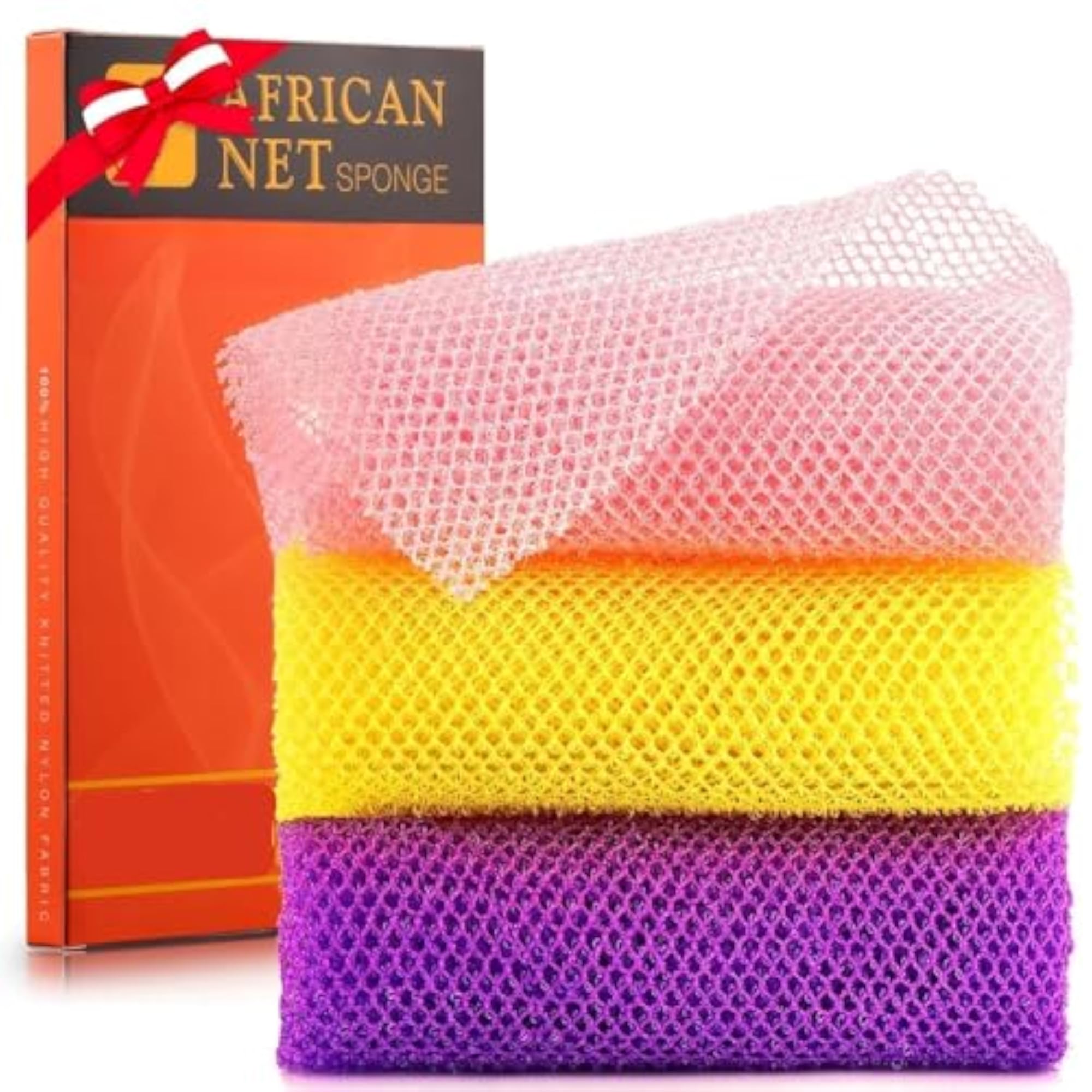 African Net Bath Sponge, Long Loofah Body Scrubber