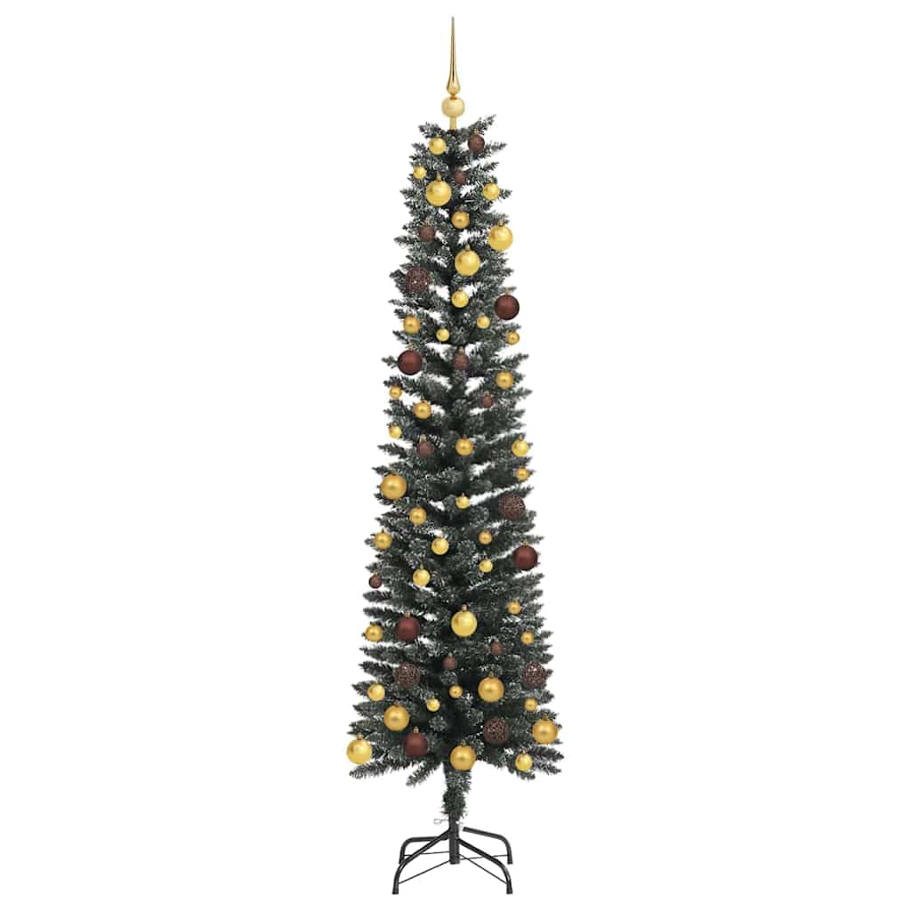 Sztuczna choinka zielona 210 cm PVC i stal ze światłami LED USB
