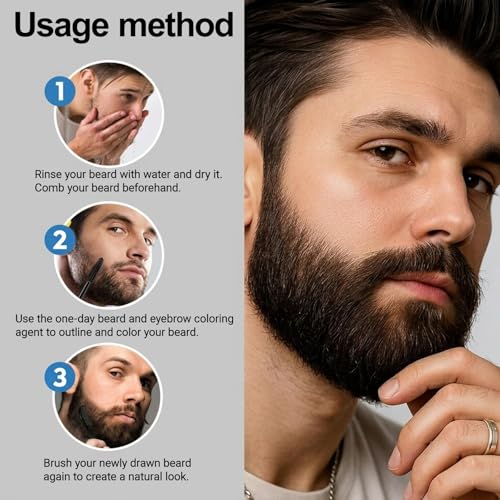 Tinte temporal para barba 1 día Erinde, pack 2 negro miniatura 6