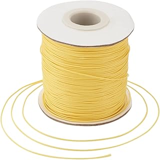 Bestewelry Cordón de poliéster encerado de 0,5 mm para joyería, pulseras, macramé, cuero, costura, color amarillo
