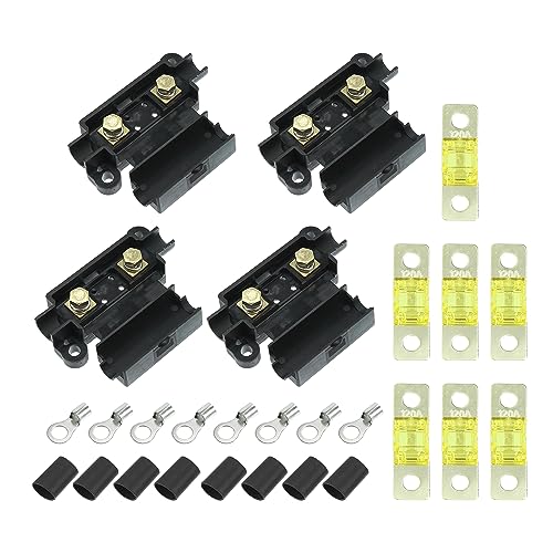 X AUTOHAUX 120A Fusible Kit 4 ANS Soportes 7x120 AMP Fusibles para Coche Doble Batería