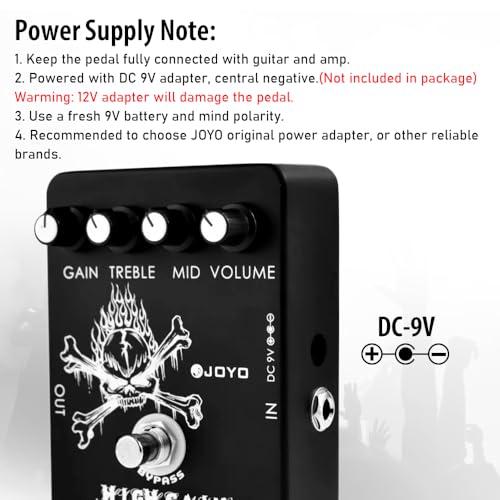 Image of JOYO High Gain Distortion Guitar Pedal, Analog Circuit with Full Range EQ for Classic Rock to Heavy Metal Tones, True Bypass (JF-04)