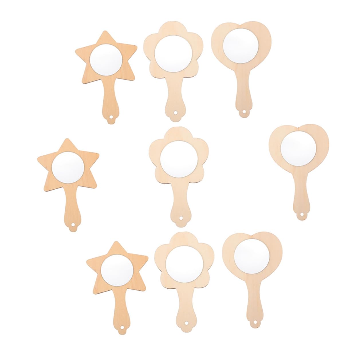 Outanaya 9 Pcs DIY Wooden Mirror Boys and Girls Mirror Craft Hand Painting Materials