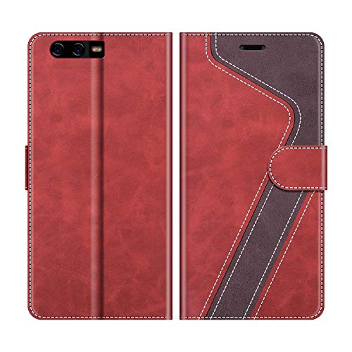 MOBESV Huawei P10 Plus Case, Phone Case for Huawei P10 Plus, Huawei P10 Plus Phone Cover, Flip Wallet Case for Huawei P10 Plus Phone Case, Red/Dark Purple