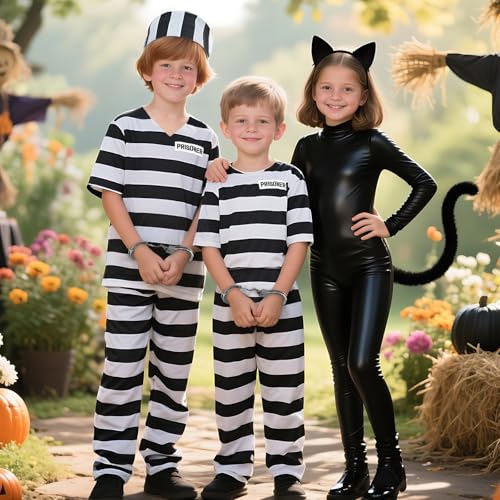 Disfraz prisionero infantil a rayas clásico 7 piezas miniatura 3