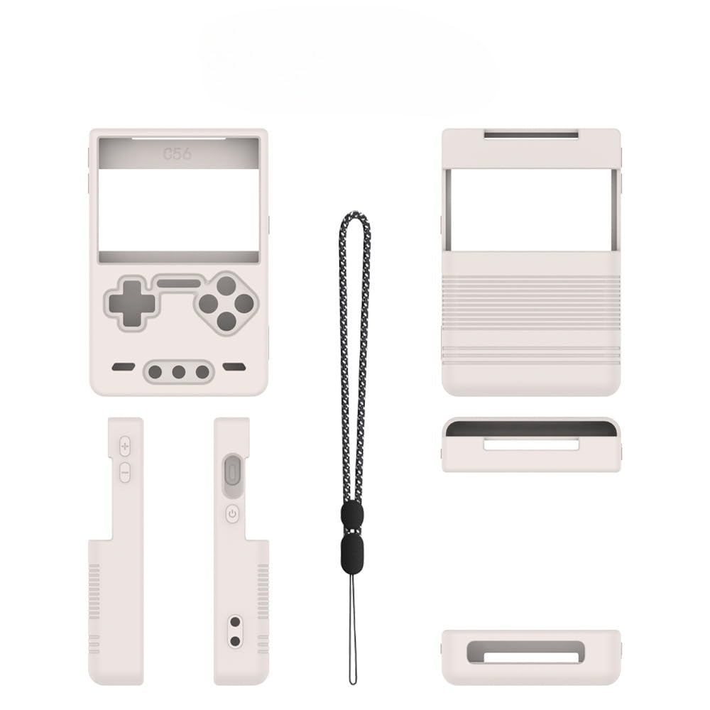 Silicone Case Cover for Trimui Brick,Protective Sleeve Skin for Retro Handheld Game Console,Gamepad Accessories,with Lanyard (White)