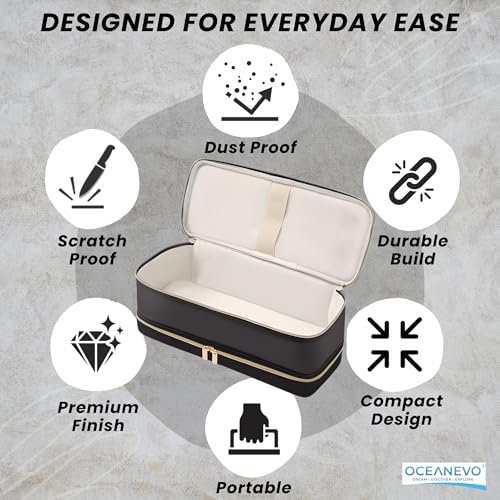 Image of OCEANEVO 2 Layer Travel Pouch for Dyson Airwrap with Makeup Sponge | Hair Accessories Tools Organizer Storage Bag (Bag Only) | 34 x 15 x 16 Cm - Black - 1 Year Warranty