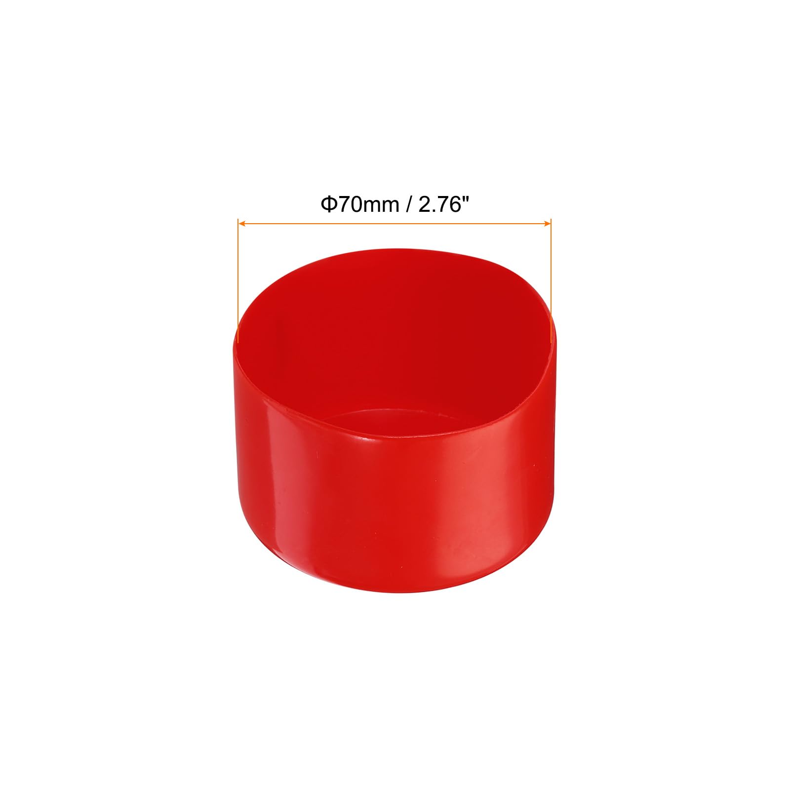 Rebower 2 Pack Screw Thread Protector Cover Rubber End Caps, [for Screw, Bolt, Rod End Cap] - 2 3/4 inch(70mm) Inner Dia/Red