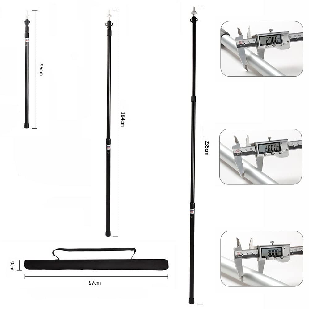 Verstellbare Camping Tarp Stangen Teleskopstangen, 2 Stück Teleskop-Zeltstangen, 2,3 m, verstellbare Markisenstangen aus Aluminium, Überdachungsstangen for Campingzelt, Plane, Unterstand, Markisenüber