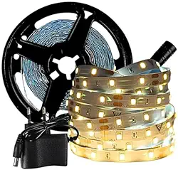 Fita LED 3528 Branco Quente 300 Leds 5 Metros 12V S/Silicone + Fonte