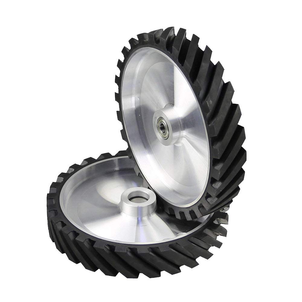 300 * 50mm Rillengummikontaktscheibe Dynamisch ausbalancierter Bandschleifer Schleifriemensatz für Metallschleifen, B 15mm installiert