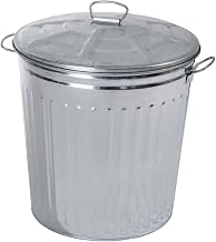 VERDELOOK | Waste Bin with Lid, Diameter 42 cm, Height 49 cm, Zinc, Capacity 62 Litres, Bin, Garbage Bin, Rubbish Bin, Bin with Handles