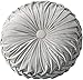 Cojín Redondo de Terciopelo de 35 cm Hecho a Mano para el Suelo con Pliegues Redondos, para Silla de Sofá, Cama, Decoración de Coche, Cojines Redondos de Terciopelo (Light Gray)