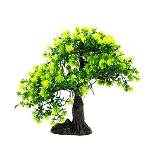 POPETPOP Fish Tank Decor Bonsai Tree - Artificial Pine Tree Plastic Plant Decor for Aquarium Bonsai Ornament Green Craft Landscape Tree